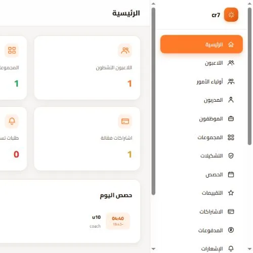 لقطة من لوحة تحكم النظام
